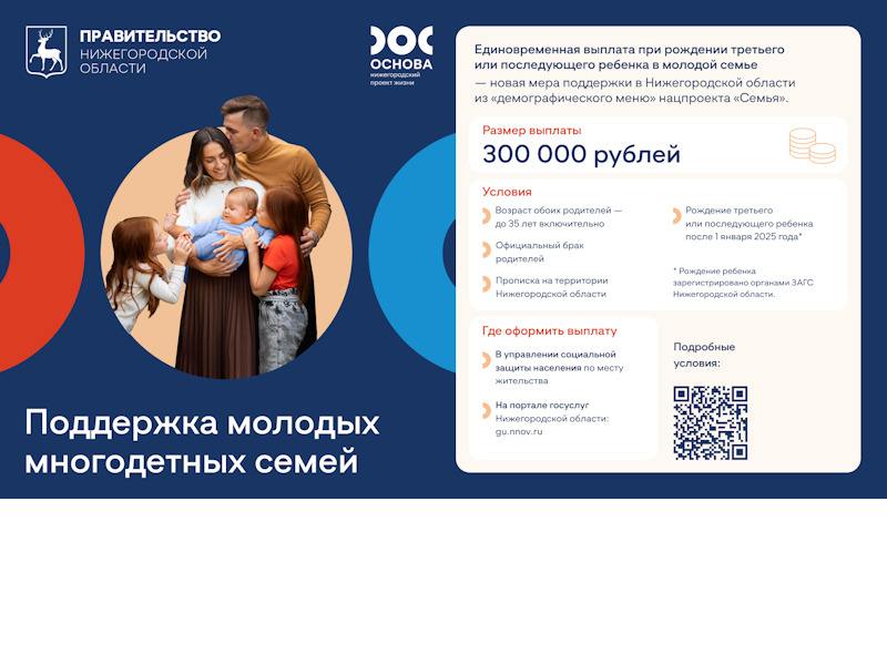 Информация о поддержке материнства и молодых многодетных семей!